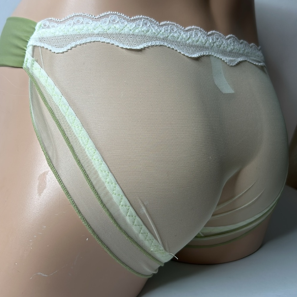 IZA Liquid Satin Moss Green Embroidered Floral Silky Stretch Feminine Panties - Picture 11 of 14
